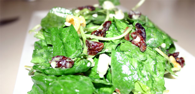 Walnut Cranberry Spinach Salad - Mostly Meatless Almost Vegetarian Recipes